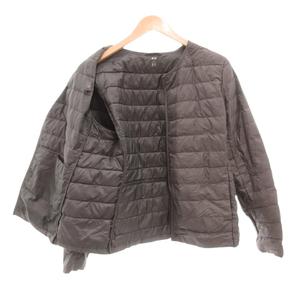 ユニクロ UNIQLO 美品 ダウンジャケット XL ノーカラー ダークグレー /AE ■GY59 レディース