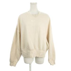 ナイキ NIKE スウェットシャツ M ベージュ ロゴ刺繍 クルーネック 長袖 裏起毛 /MN1 ■GY58 レディース