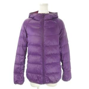 ユニクロ UNIQLO ダウンジャケット L 紫 パープル 無地 フード付き 長袖 /AO14 ■GY61 レディース