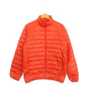 ユニクロ UNIQLO ダウンジャケット S オレンジ 無地 スタンドカラー 長袖 ポーチ付き /AH12 ■GY61 メンズ