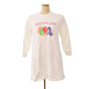フルーツオブザルーム FRUIT OF THE LOOM スウェット ワンピース 長袖 ひざ丈 プリント 155cm 白 ホワイト ■GY58 キッズ