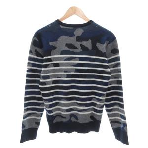 ラブレス LOVELESS ニット セーター ウール 1 青系 カモフラージュ柄 ボーダー柄 長袖 /NL ■GY61 レディース