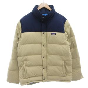 パタゴニア Patagonia ビビーダウンジャケット BIVY DOWN JACKET ジップアップ ロゴ ナイロン バイカラー M ベージュ 紺 ネイビー 28321FA14 /GV ■GY61 メンズ