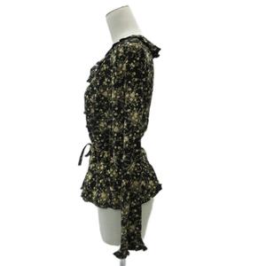 ケティ KETTY セットアップ 上下 ブラウス シャツ 長袖 フレアスカート ロング丈 マキシ丈 M 黒 小花柄 フリル /SY70 ■GY58 レディース