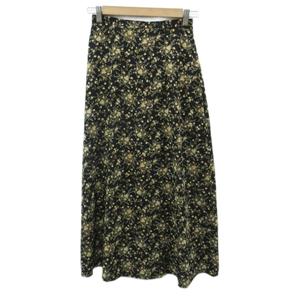 ケティ KETTY セットアップ 上下 ブラウス シャツ 長袖 フレアスカート ロング丈 マキシ丈 M 黒 小花柄 フリル /SY70 ■GY58 レディース