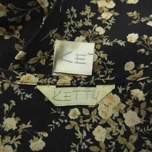 ケティ KETTY セットアップ 上下 ブラウス シャツ 長袖 フレアスカート ロング丈 マキシ丈 M 黒 小花柄 フリル /SY70 ■GY58 レディース