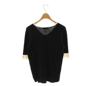 ラブレス LOVELESS ニット プルオーバー Vネック 36 ブラック ホワイト /DF ■GY58 レディース