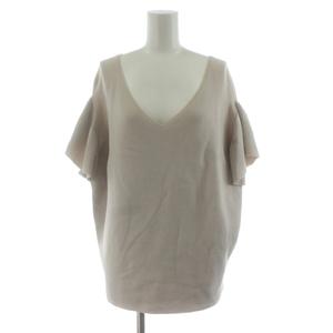 イエナ IENA ニット カットソー ベージュ Vネック フリル袖 半袖 /KU ■GY58 レディース