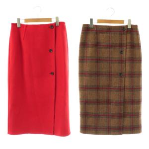イエナ IENA リバーシブル スカート ロング タイト 40 赤 ベージュ /NR ■GY58 レディース