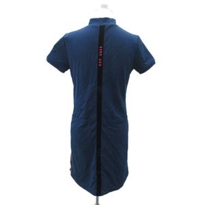 フィラ FILA ゴルフウェア ワンピース ひざ丈 L 紺 ネイビー 半袖 ハイネック ロゴ刺繍 /SM42 ■ECB001 レディース