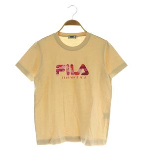 フィラ FILA 半袖Tシャツ ロゴプリント クルーネック M ベージュ /MY ■OS ■ECB001 レディース