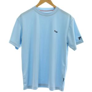 フィラ FILA Tシャツ スポーツウェア L 水色 半袖 ラウンドネック ロゴ刺繍 /GG ■GY58 メンズ