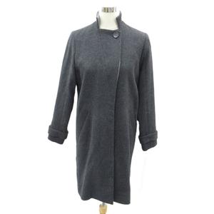コムサイズム COMME CA ISM スタンドカラーコート ロング丈 M グレー 無地 /SY48 ■ECC001 レディース