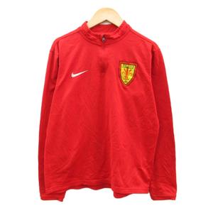 ナイキ NIKE スポーツウエア カットソー XL 赤 レッド 長袖 ハーフジップ スタンドカラー エンブレムワッペン /SM23 ■ECA002 メンズ