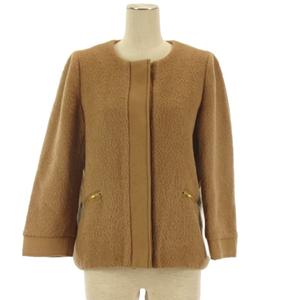 マカフィー MACPHEE トゥモローランド ノーカラージャケット ブラウン F ■ECE003 レディース