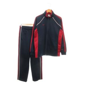 ナイキ NIKE ジャージ セットアップ ジャケット パンツ スポーツウエア M 紺 ネイビー 赤 レッド スタンドカラー ジップアップ ロゴ ライン /MN1 ■ECA003 レディース