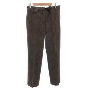 プラダ PRADA パンツ スラックス ウール ストライプ 42 茶 ブラウン /FF ■GY62 レディース