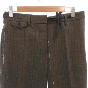 プラダ PRADA パンツ スラックス ウール ストライプ 42 茶 ブラウン /FF ■GY62 レディース