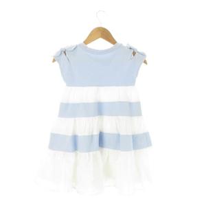 ケイトスペード KATE SPADE ワンピース 子ども服（女の子用） 110 青 ブルー 白 ホワイト ストライプ柄 ティアード 半袖 /CK18 ■ECB003 キッズ