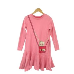 ケイトスペード KATE SPADE ワンピース 子ども服（女の子用） 140 ピンク 長袖 ラウンドネック バッグモチーフ /AO3 ■ECD003 キッズ
