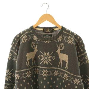 ラルフローレン RALPH LAUREN ウールニット セーター プルオーバー ノルディック柄 M グレー ベージュ /CX ■ECD003 メンズ