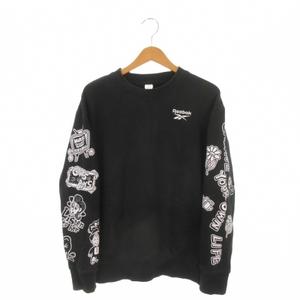リーボック Reebok × チョコムー Chocomoo トレーナー L 黒 ブラック 長袖 クルーネック グラフィックプリント /AH31 ■ECD003 メンズ