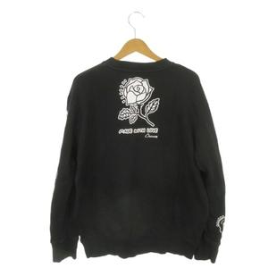 リーボック Reebok × チョコムー Chocomoo トレーナー L 黒 ブラック 長袖 クルーネック グラフィックプリント /AH31 ■ECD003 メンズ