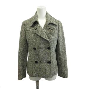 エムケー ミッシェルクラン MK MICHEL KLEIN ピーコート  38 ブラック ホワイト 長袖 ダブルブレスト ミックスカラー /RY ■GY49 レディース