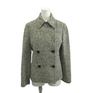 エムケー ミッシェルクラン MK MICHEL KLEIN ピーコート  38 ブラック ホワイト 長袖 ダブルブレスト ミックスカラー /RY ■GY49 レディース