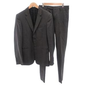 プラダ PRADA スーツ セットアップ ビジネス シングル ジャケット パンツ シルク混 モヘヤ混 44R グレー /FF ■GY62 メンズ