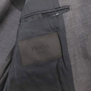 プラダ PRADA スーツ セットアップ ビジネス シングル ジャケット パンツ シルク混 モヘヤ混 44R グレー /FF ■GY62 メンズ