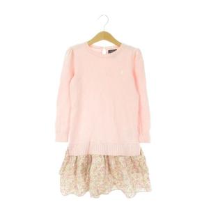 ポロ ラルフローレン POLO RALPH LAUREN ドッキングワンピース 子ども服（女の子用） 6 ピンク 長袖 花柄 ラウンドネック /CK16 ■ECA004 キッズ