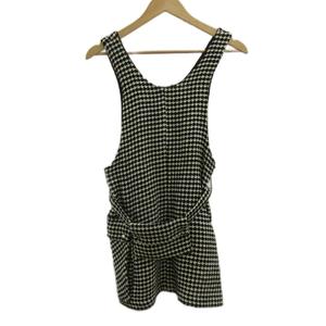 ザラ ZARA ジャンパースカート ワンピース キッズ 子ども服 13-14 黒 ブラック 白 ホワイト 千鳥格子柄 ノースリーブ Vネック ミニ丈 /PP ■ECB004 キッズ