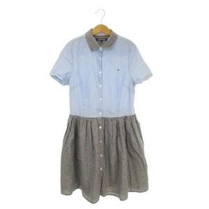 トミーヒルフィガー TOMMY HILFIGER ワンピース シャツワンピ 子ども服（女の子用） 164 青 ブルー ストライプ柄 チェック柄 星 プリント 半袖 /AH2 ■ECB006 キッズ