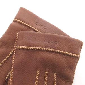 グッチ GUCCI 手袋 グローブ レザー 茶 ブラウン /FF ■GY53 レディース