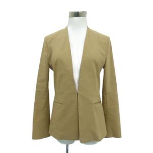 インディヴィ INDIVI ノーカラージャケット 上着 38 茶色 ミドル丈 /HO36 ■GY70 レディース