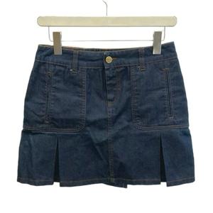グッチ GUCCI デニムスカート 38 インディゴブルー ミニ丈 プリーツ 無地 166648.XZ003 /NP ■GY53 レディース