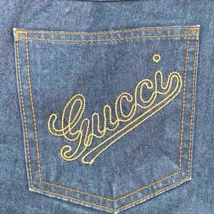 グッチ GUCCI デニムスカート 38 インディゴブルー ミニ丈 プリーツ 無地 166648.XZ003 /NP ■GY53 レディース