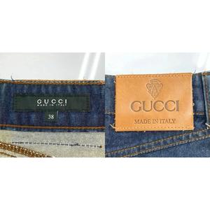 グッチ GUCCI デニムスカート 38 インディゴブルー ミニ丈 プリーツ 無地 166648.XZ003 /NP ■GY53 レディース