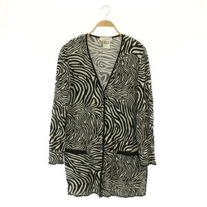 エスカーダ ESCADA ジャガードニットカーディガン ゼブラ柄 Vネック ロング 40 ブラック /MY ■OS ■ECC007 レディース