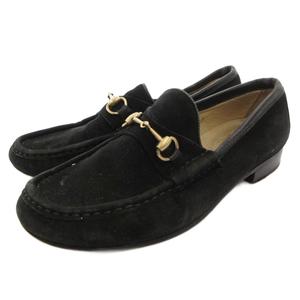 グッチ GUCCI ホースビットローファー シューズ スエード レザー イタリア製 34.5 黒 ブラック /GV ■GY50 レディース