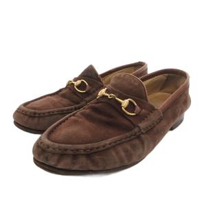グッチ GUCCI ホースビット ローファー スエード 37 茶 ブラウン /FF ■GY50 レディース