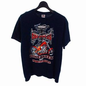 フルーツオブザルーム FRUIT OF THE LOOM フロントロゴ Tシャツ カットソー 半袖 M ネイビー 紺 メンズ