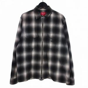 シュプリーム SUPREME 22AW Shadow Plaid Flannel Zip Up Shirt ジップ オンブレチェック ネルシャツ 長袖 S ブラック 黒 メンズ