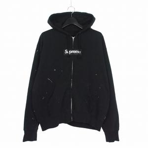 シュプリーム SUPREME × エムエムシックスメゾンマルジェラ MM6 Maison Margiela 26SS Box Logo Zip Up Hooded Sweatshirt ボックスロゴジップアップ フーディー パーカー M ブラック 黒 メンズ