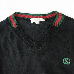GUCCI シェリーライン Vネック ウール ニットセーター ネイビー