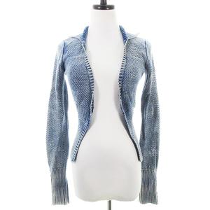 ディーゼル DIESEL ニット カーディガン 長袖 厚手 コットン 無地 S 青  