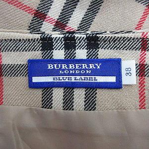 美品バーバリー ブルーレーベル 38ブルーグレーノバチェックミニスカート バーバリーブルーレーベル BURBERRY BLUE LABEL ノバチェック