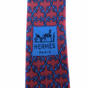 エルメス HERMES ネクタイ レギュラータイ フランス製 シルク 総柄 赤