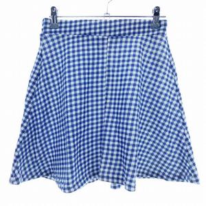 ナイスクラップ NICE CLAUP continuer de フレアスカート ミニ ウエストゴム ギンガムチェック 青 ブルー ボトムス /T2 レディース